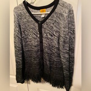 SALE!!  Reduced to $15. Ruby Rd. Button Up Sweater Black Grey With Fringe Sz L